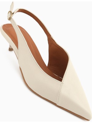 Limoya Jeni Bej Burnu Kapalı Kısa Topuklu Kadın Ayakkabı