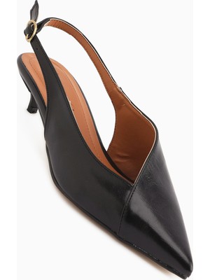 Limoya Jeni Siyah Burnu Kapalı Kısa Topuklu Kadın Ayakkabı