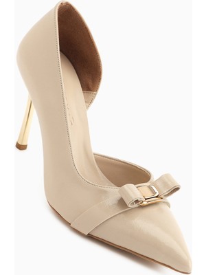 Limoya Henny Bej Fiyonk Detaylı Ince Topuklu Kadın Ayakkabı