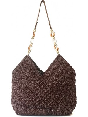 Lume Store El Yapımı Kağıt Ip Günlük Hasır Tote Omuz Çantası Handmade