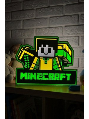MEKTrend Minecraft Madenci Tasarımlı Dekoratif Aydınlatma Gece Lambası (22X17CM)