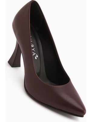 Limoya Helen Hakiki Deri Bordo Kadın Topuklu Ayakkabı Stiletto