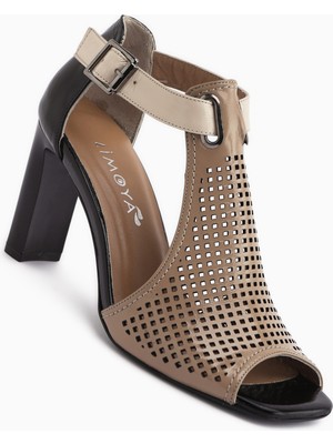 Limoya Monica Hakiki Deri Vizon Bilekten Tokalı Kalın Topuklu Kadın Ayakkabı