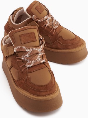 Limoya Rita Taba Süet Kalın Tabanlı Günlük Sneaker Ayakkabı