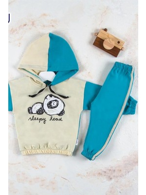 Panda Desenli Kapişonlu Erkek Bebek Takımı