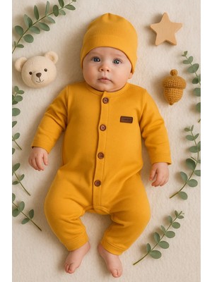 Düğmeli Önden Açık Interlok Tulum