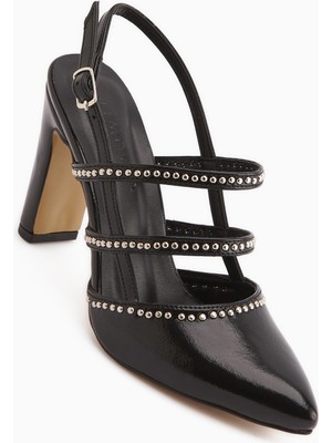 Limoya Mandy Siyah Zımba Detaylı Kadın Topuklu Ayakkabı