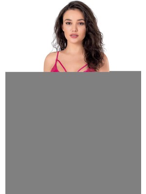 Beruflic Fuşya Saten Babydoll Şort Takımı