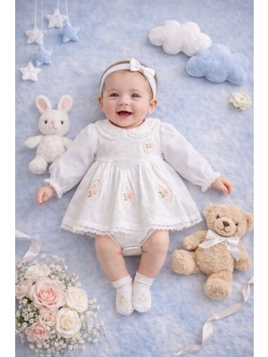 Ozz Baby Yeni Doğan Kız Bebek (0-3)(3-6)Ay Elbise , Şort , Patik ,bandana ,çorap 5'li Set Kutulu,hediyelik