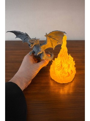 MEKTrend Alev Püskürten Ejderha Tasarımlı Dekoratif Gece Lambası