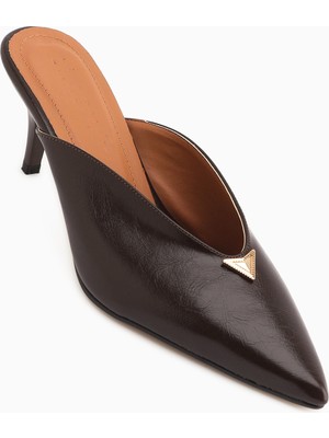 Limoya Gia Kahve Burnu Kapalı Topuklu Kadın Terlik