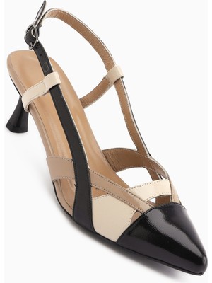 Limoya Merry Hakiki Deri Siyah Burnu Kapalı Kadın Topuklu Ayakkabı