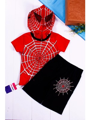 Örümcek Adam Desenli Kapişonlu Erkek Çocuk Takımı