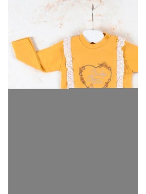 Love Kalp Nakışlı % 100 Pamuk Kız Bebek Tulumu