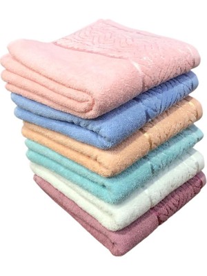 6 Lı Royam Rosenur %100 Pamuklu Kısmi Kadife El Yüz Havlusu Seti 50 x 90