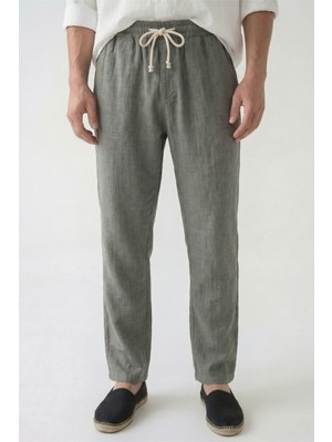 Veleno Erkek Palazzo Pantolon Füme Geniş Paça Arka Cepli Yüksek Bel