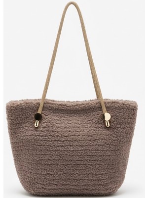 Lume Store El Yapımı Peluş Kumaş Gold Taş Askılı Tote Omuz Çantası Handmade