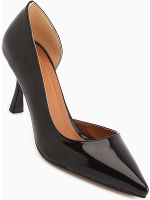 Limoya Flory Siyah Rugan Kadın Topuklu Ayakkabı Stiletto