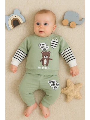 Gift For You Desenli 2'li % 100 Pamuk Erkek Bebek Takımı