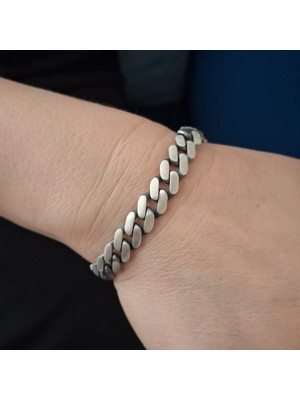 Bir Gümüş Aşkı 925 Ayar Gümüş Özel Üretim Kutu Kilitli Gurmet Model Erkek Bileklik 9 mm