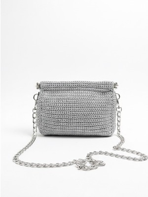 Lume Store El Yapımı Gümüş Renk Tote Omuz Çantası Handmade