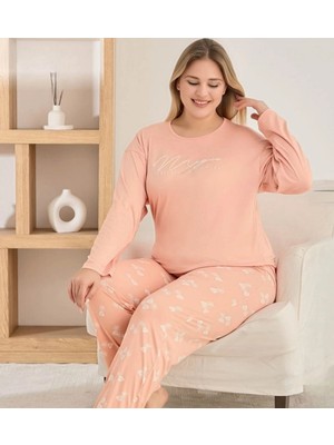 Pijamoni Milan Kumaş Büyük Beden Uzun Kollu Pijama Takımı 7666