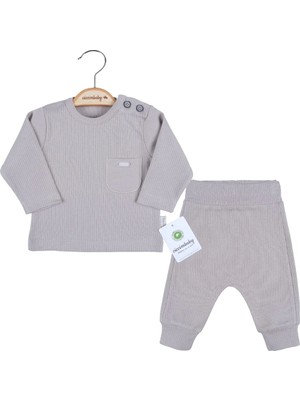 Cep Nakışlı Omuzdan Düğmeli % 100 Pamuk Erkek Bebek Takım