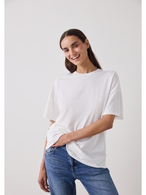 Penti Kırık Beyaz Basic Oversize Tişört