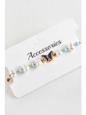 Tkçbj Kelebek Boncuk Inci Makrome Ip Bileklik Tkçbj