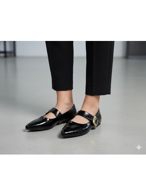 Kindep (Ayem) Toka Detaylı Günlük Kadın Babet Siyah