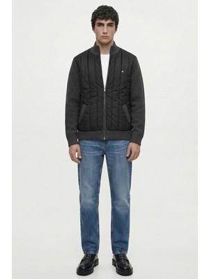 Sementa Kapitone Kombinli Fermuarlı Triko Mont - Koyu Siyah - Antrasit