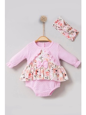 Bahar Çiçekleri Desenli Bandanalı Kız Bebek Romper