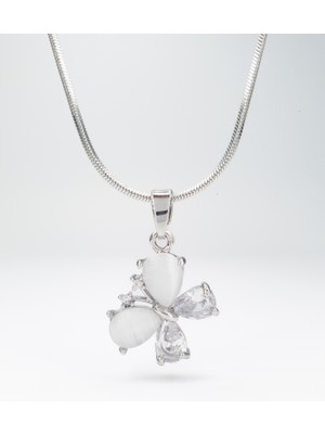 Stella Fortis Kelebek Motifli Kadın Kolye - Zirkon & Kristal Kombine Kanatlar | Altın & Gümüş Renk