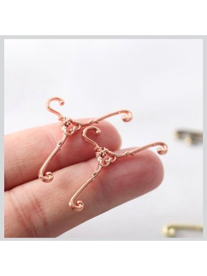 İğne İzi Minyatür Bebek Evi Aksesuarı - 6.5 cm Roze Gold Metal Askı Seti 10 Adet