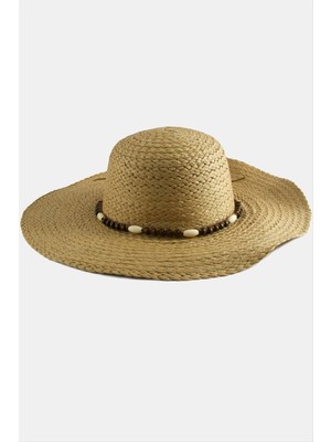 Tkçbj Ahşap Boncuklu Hasır Şapka Tkçbj