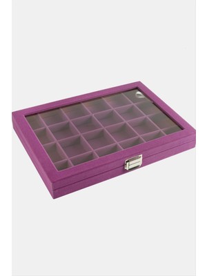 Tkçbj 24 Bölmeli Cam Kapaklı Anfora Kumaş Sunum Tablosu 24*34 cm Tkçbj