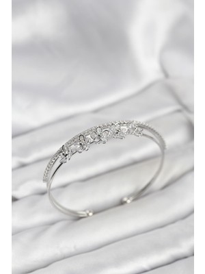 Prativas Çiçek Model Pirinç Gümüş Renk Kadın Bileklik - PRT3500EB10099