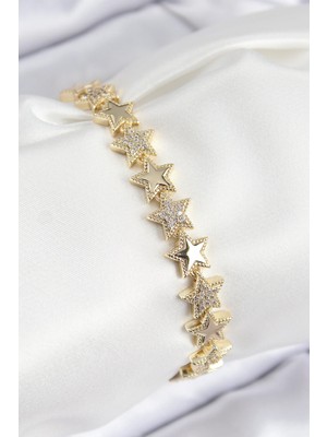 Prativas Vıp Pirinç Zirkon Taşlı Yıldız Model Gold Renk Kadın Bileklik – PRT3500EB08552