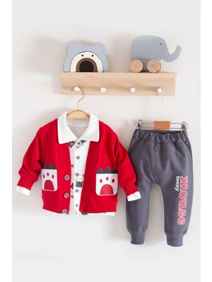 Mause Gömlek Yakalı 3'lü Erkek Bebek Takımı
