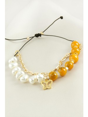 Tkçbj Kelebek Inci Boncuk Zincirli Bileklik Tkçbj