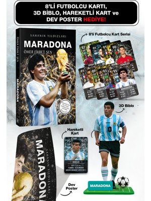Parodi Yayınları Maradona Futbolcu Kitabı - 3D Biblo, 8'li Futbolcu Kartı, Dev Poster, Hareketli Kart Hediyeli Set