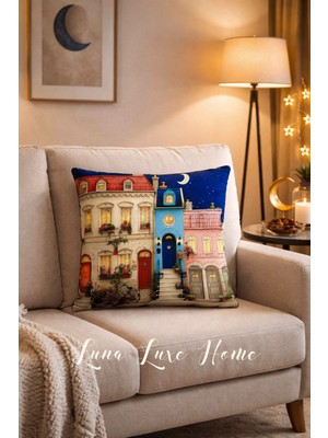 Luna Luxe Home Ramazan Sokağı • Dijital Baskı Ramazan Özel Dekoratif Kırlent Kılıfı (43X43CM)