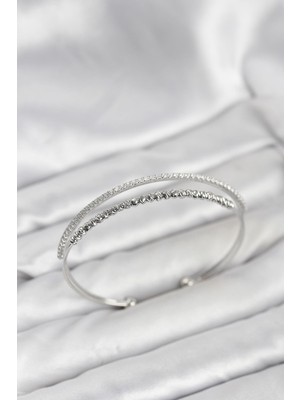 Prativas Dorika Model Pirinç Gümüş Renk Kadın Bileklik - PRT3500EB10097