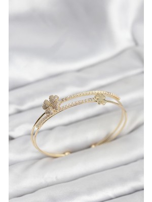 Prativas Pirinç Gold Renk Yonca Model Kadın Bileklik - PRT3500EB10112