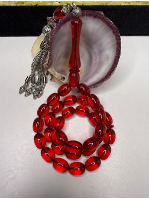 İskenderun Tesbih Iskenderun Tespih Sülün Imame Ağır Alpaka Püsküllü Cam Gibi Ateş Kehribar Tesbih