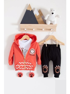 Aslan Desenli 3'lü Erkek Bebek Takımı