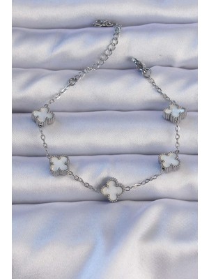 Prativas 316L Çelik Gümüş Renk Sedefli Baby Boy Yonca Model Bileklik – PRT3500EB02267