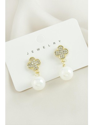 Tkçbj Çiçek Taşlı Inci Küpe Tkçbj