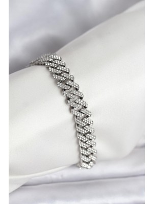 Prativas Gümüş Renk Pirinç Cuba Chain Gurmet Bileklik – PRT3500EB09810