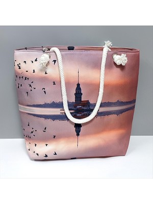 Tkçbj Galata Kulesi Desenli Plaj Çantası Tkçbj